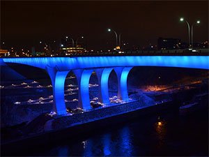 I-35W Bridge lit up at night
