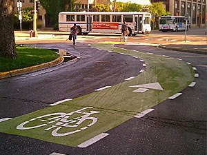 biking lane on UMN campus