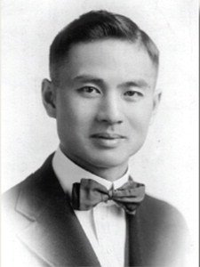 black and white photo of a student from China