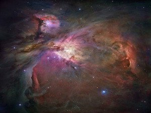 The Orion Nebula is a gigantic and colorful region of new star formation