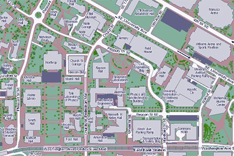 campus map of East Bank