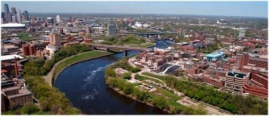 Aerial shot of University of Minnesota - Twin Cities campus