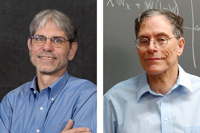 Headshot photos of professors Frank Bates and Maury Bransom