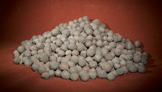 An example of taconite pebbles from iron ore processing.