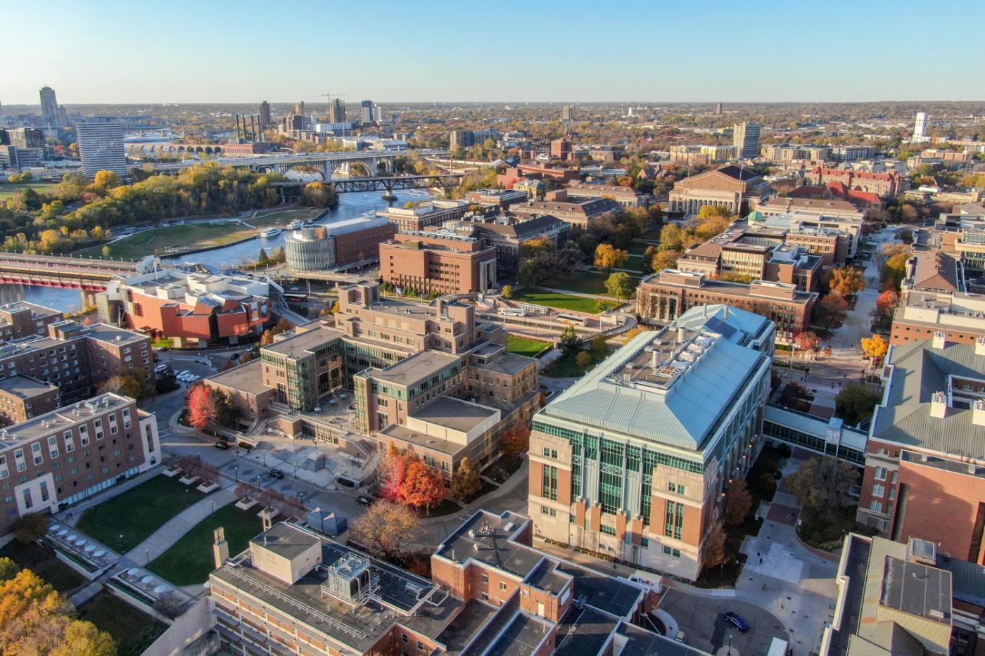 Aerial view of University of Minnesota Twin Cities campus 